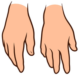 Wall Mural - Cartoon graphic white human hands. Showing lowered palm gesture or sign. Isolated on white background. Vector icons set. Vol. 3