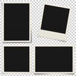 Empty photo frames with shadow isolated on transparent background.