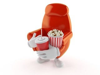 Canvas Print - Armchair character holding popcorn and soda