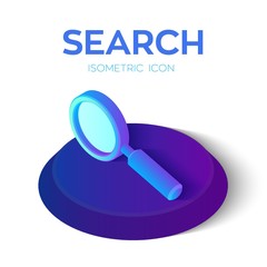 Wall Mural - Search Icon. 3D Isometric Search sign. Created For Mobile, Web, Decor, Print Products, Application. Perfect for web design, banner and presentation. Vector Illustration.