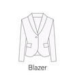 Men blazer or jacket or suit symbol simple flat vector icon in line design. Blazer illustration for web, mobile apps, design. Blazer vector symbol