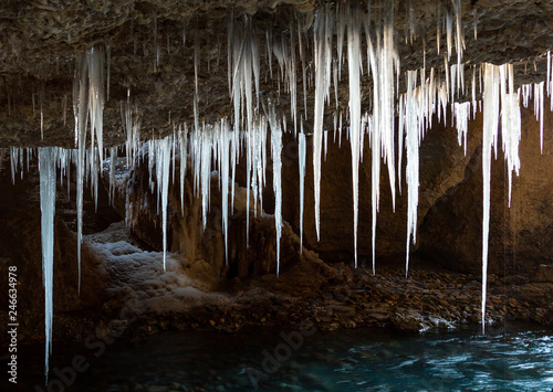 Many Icicles Hanging From The Ceiling Of The Cave Buy