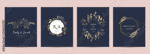 Cuadros en Lienzo Wedding logos, hand drawn elegant, delicate monogram collection