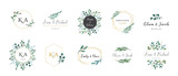 Fototapeta Boho - Wedding logos, hand drawn elegant, delicate monogram collection