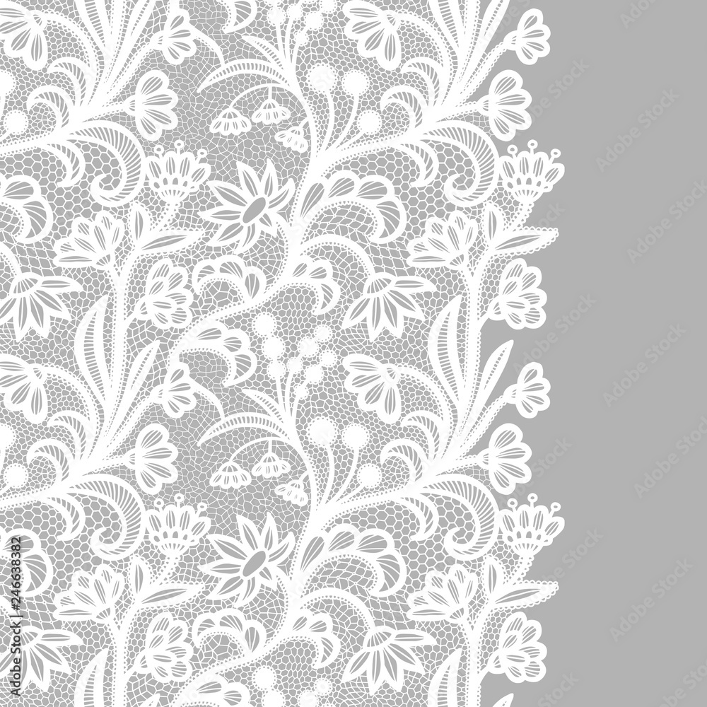 White vintage lace elegant lace. Lacy border. Stock Vector | Adobe Stock