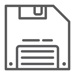 Fototapete - Save game line icon, data and disk, diskette sign, vector graphics, a linear pattern on a white background.