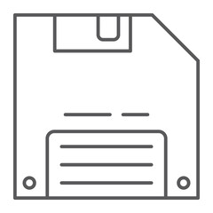 Fototapete - Save game thin line icon, data and disk, diskette sign, vector graphics, a linear pattern on a white background.
