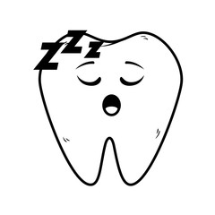 Sticker - comic tooth asleep kawaii character