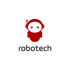 Aufkleber - Smart robot logo template. Cute logotype isolated on white background. Future technologies theme. Vector concept symbol.