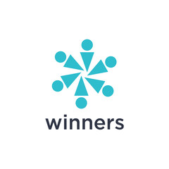 Fototapete - Colorful Abstract Happy Winners People Logo Design Illustration
