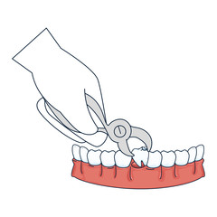 Canvas Print - dentist extracting tooth with pliers