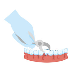 Poster - dentist extracting tooth with pliers