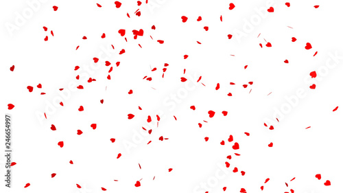 Many red hearts on white background for celebration event and Valentine day, Birthday party, wedding or any holiday. 3d abstract Illustration © tampatra