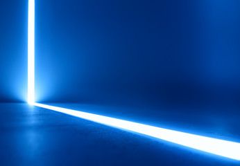 Wall Mural - Diagonal blue neon line object background