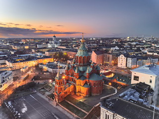 aerial view of uspenski cathedral, helsinki finland