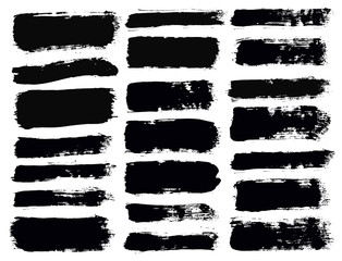 Aufkleber - Brush strokes set vector painted isolated objects
