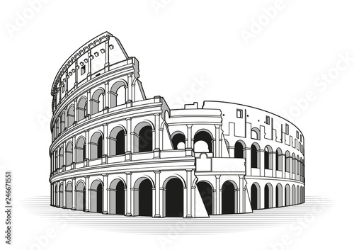 Fotomural Rome coliseum hand drawn outline doodle icon