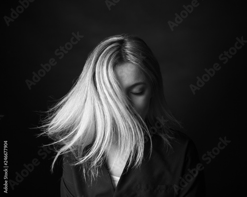 Dramatic black and white po...