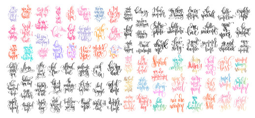 Wall Mural - set of 100 hand lettering inscription text to valentine's day design, women day