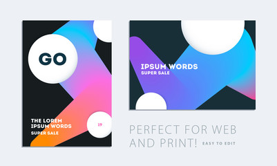Poster - Set of Design of brochure smooth soft template. Creative abstract, annual report, horizontal cover, flyer in A4 with colourful round shapes for branding, exhibition. Business vector presentation.