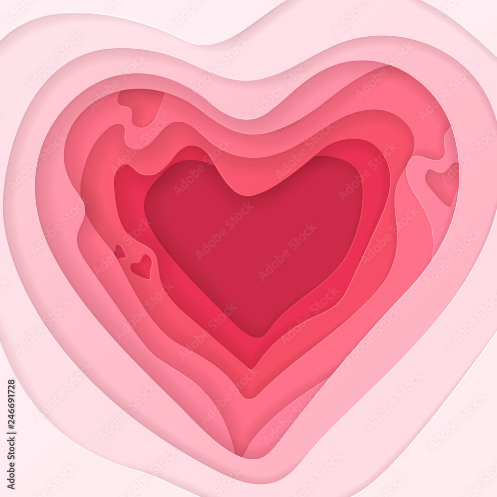 Vector abstract pink background in 3D paper cut style for design of ...