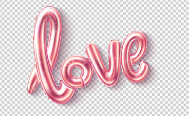 vector love realistic rubber balloon on pink