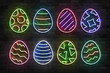 Vector set of realistic isolated neon sign of Easter egg logo for template decoration and layout covering on the wall background. Concept of Happy Easter celebration.