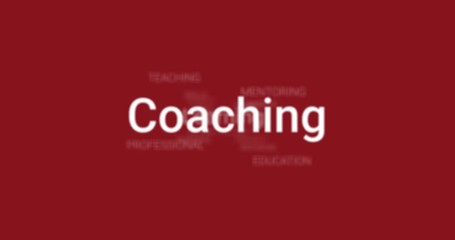 Wall Mural - video animation showing the coaching service (e.g. competences, training, development). brown backgr