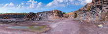 Spectacular Panoramic View Of Quarry Open Pit Mining Of Granite Stone. Production Stone And Gravel.