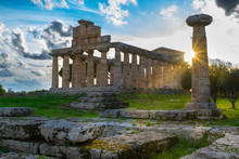 Temple Of Athena Or Temple Of Ceres In The Archaeological Site Of Paestum - Campania, Italy