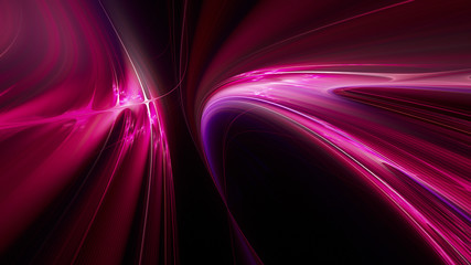 Poster - Abstract purple on black background texture. Dynamic curves ands blurs pattern. Detailed fractal graphics. Science and technology concept.