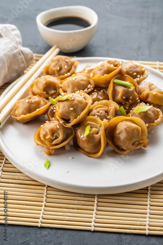 Home Made Chinese And Korean Dumplings Served On The Traditional