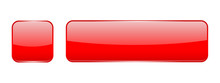 Red Glass Buttons. Web 3d Shiny Icons
