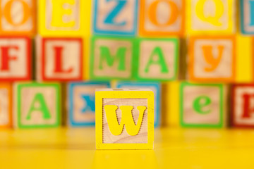 Wall Mural - Photograph of colorful Wooden Block Letter W