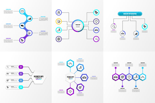 Set Of Infographics Elements Vector Design Template. Business Data Visualization Infographics Timeline with Marketing Icons most useful can be used for workflow, presentation, diagrams, reports