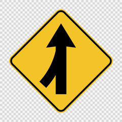 symbol  Lanes merging left sign on transparent background