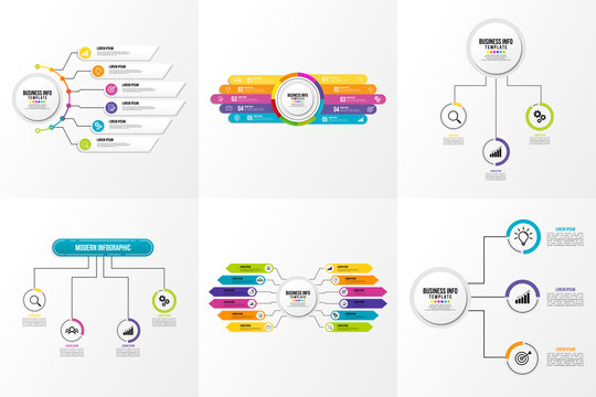 Set Of Infographics Elements Vector Design Template. Business Data Visualization Infographics Timeline with Marketing Icons most useful can be used for workflow, presentation, diagrams, reports
