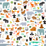 Fototapeta Pokój dzieciecy - Animals pattern seamless. Zoo background. baby cloth texture Vector