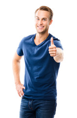 Wall Mural - Cheerful man showing thumbs up