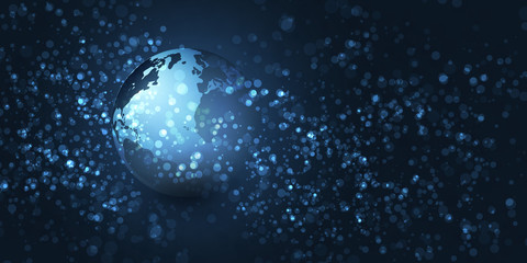 Poster - Earth Globe Design on Dark Sparkling Background 