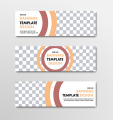 Poster - Set of horizontal web banners with place for photo and round elements