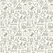 Vector medicine and health design seamless pattern with modern linear icons. Medical background with line style symbols.