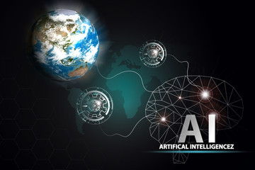 Wall Mural - ai artificial intelligence technologies that changed the world.texture map courtesy of nasa.