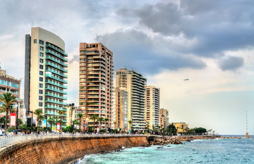 Canvas Print - The Corniche seaside promenade in Beirut, Lebanon