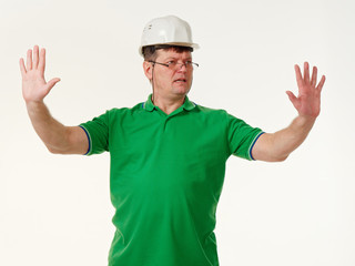 emotion man foreman on a white background