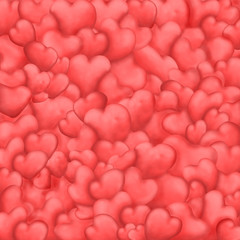 hearts on red background