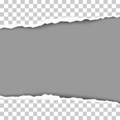 Wall Mural - Snatched middle of transparent paper which edges have soft shadow. Hole has dark gray background. Vector template paper design.