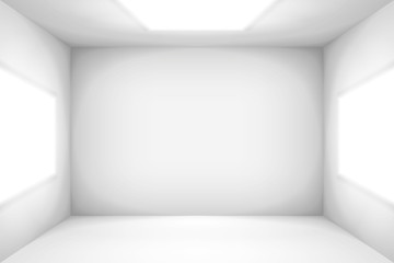 Poster - Empty white room. The inner space of the light box. Vector design illustration. Mock up for you business project