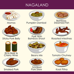 Wall Mural - illustration of delicious traditional food of Nagaland India