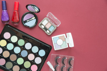 top view cosmetic beauty makeup